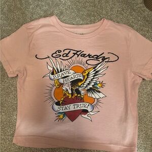 Ed Hardy Pink Graphic Crop Top